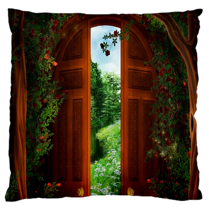 Beautiful World Entry Door Fantasy Standard Premium Plush Fleece Cushion Case (Two Sides)