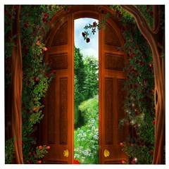 Beautiful World Entry Door Fantasy Wooden Puzzle Square by Amaryn4rt