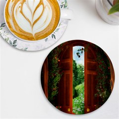 Beautiful World Entry Door Fantasy Uv Print Round Tile Coaster by Amaryn4rt