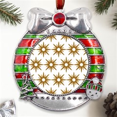 Seamless Repeating Tiling Tileable Metal X mas Ribbon With Red Crystal Round Ornament