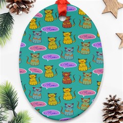 Meow Cat Pattern Ornament (oval) by Amaryn4rt