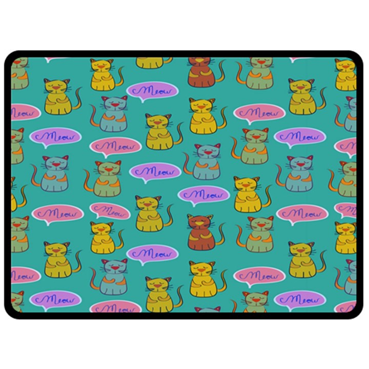 Meow Cat Pattern Fleece Blanket (Large)