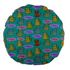 Meow Cat Pattern Large 18  Premium Flano Round Cushions by Amaryn4rt