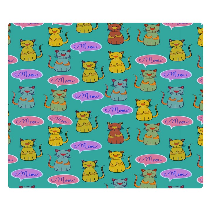 Meow Cat Pattern Premium Plush Fleece Blanket (Small)