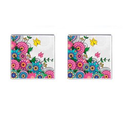 Flowers Pattern Vector Art Cufflinks (square) by Amaryn4rt