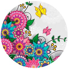 Flowers Pattern Vector Art Wooden Bottle Opener (round) by Amaryn4rt