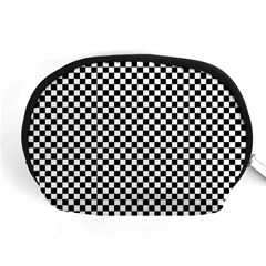 Black And White Checkerboard Background Board Checker Accessory Pouch (medium) by Amaryn4rt