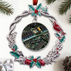 Computer Ram Tech - Metal X mas Wreath Holly Leaf Ornament by Amaryn4rt