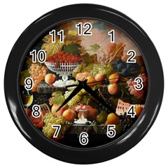 Abundance Of Fruit Severin Roesen Wall Clock (black) by Amaryn4rt