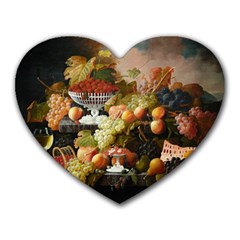 Abundance Of Fruit Severin Roesen Heart Mousepad by Amaryn4rt