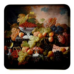 Abundance Of Fruit Severin Roesen Square Glass Fridge Magnet (4 Pack)