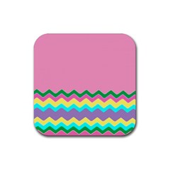 Easter Chevron Pattern Stripes Rubber Coaster (square)