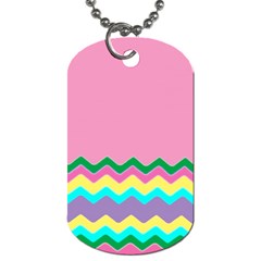 Easter Chevron Pattern Stripes Dog Tag (one Side) by Amaryn4rt