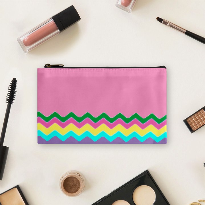 Easter Chevron Pattern Stripes Cosmetic Bag (Small)