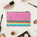 Easter Chevron Pattern Stripes Cosmetic Bag (Small) Back