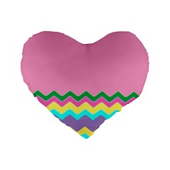 Easter Chevron Pattern Stripes Standard 16  Premium Heart Shape Cushions by Amaryn4rt