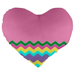 Easter Chevron Pattern Stripes Large 19  Premium Heart Shape Cushions by Amaryn4rt