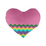 Easter Chevron Pattern Stripes Standard 16  Premium Flano Heart Shape Cushions Front