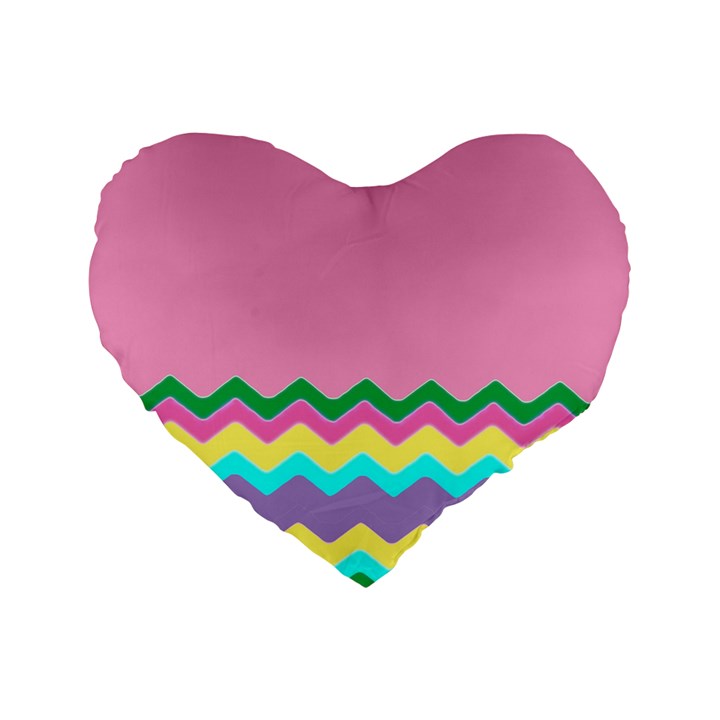 Easter Chevron Pattern Stripes Standard 16  Premium Flano Heart Shape Cushions