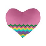 Easter Chevron Pattern Stripes Standard 16  Premium Flano Heart Shape Cushions Back