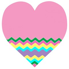 Easter Chevron Pattern Stripes Wooden Puzzle Heart by Amaryn4rt