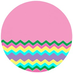 Easter Chevron Pattern Stripes Wooden Puzzle Round by Amaryn4rt