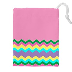 Easter Chevron Pattern Stripes Drawstring Pouch (4xl) by Amaryn4rt