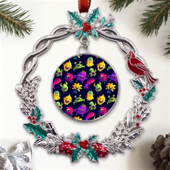 Space Patterns Metal X mas Wreath Holly Leaf Ornament