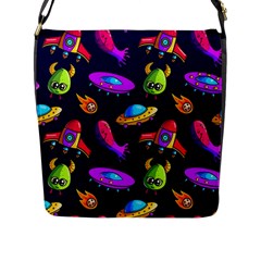 Space Pattern Flap Closure Messenger Bag (l) by Amaryn4rt