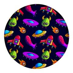 Space Pattern Round Glass Fridge Magnet (4 Pack) by Amaryn4rt