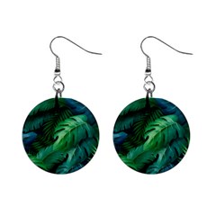 Tropical Green Leaves Background Mini Button Earrings by Amaryn4rt