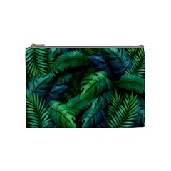 Tropical Green Leaves Background Cosmetic Bag (medium) by Amaryn4rt