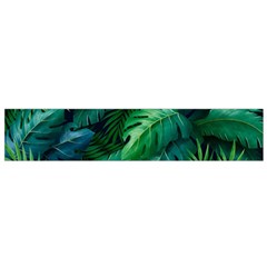 Tropical Green Leaves Background Small Premium Plush Fleece Scarf