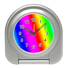 Multi Color Rainbow Background Travel Alarm Clock by Amaryn4rt