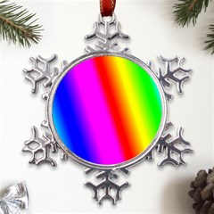 Multi Color Rainbow Background Metal Large Snowflake Ornament by Amaryn4rt