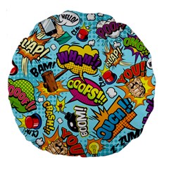 Comic Elements Colorful Seamless Pattern Large 18  Premium Round Cushions by Amaryn4rt