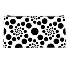 Dot Dots Round Black And White Pencil Case by Amaryn4rt