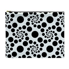 Dot Dots Round Black And White Cosmetic Bag (xl) by Amaryn4rt