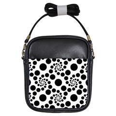 Dot Dots Round Black And White Girls Sling Bag by Amaryn4rt