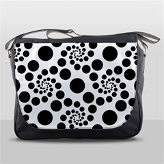 Dot Dots Round Black And White Messenger Bag by Amaryn4rt