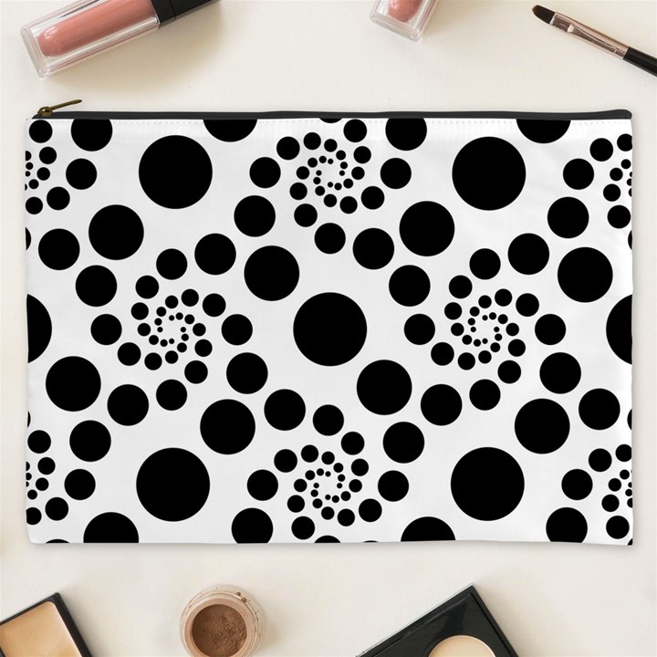 Dot dots round black and white Cosmetic Bag (XXXL)