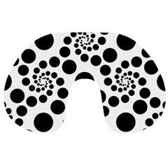 Dot Dots Round Black And White Travel Neck Pillow by Amaryn4rt