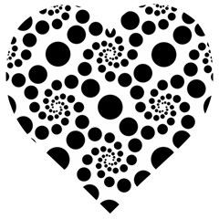 Dot Dots Round Black And White Wooden Puzzle Heart by Amaryn4rt