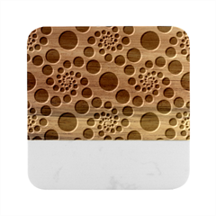 Dot Dots Round Black And White Marble Wood Coaster (square) by Amaryn4rt