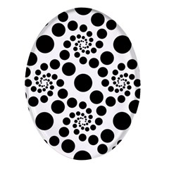 Dot Dots Round Black And White Oval Glass Fridge Magnet (4 Pack)