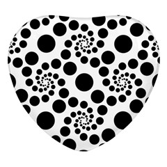 Dot Dots Round Black And White Heart Glass Fridge Magnet (4 Pack) by Amaryn4rt