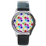 Snowflake Pattern Repeated Round Metal Watch Front