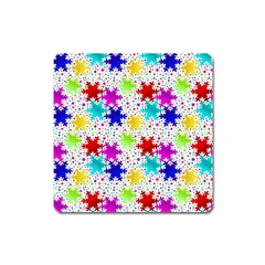 Snowflake Pattern Repeated Square Magnet by Amaryn4rt