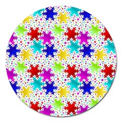 Snowflake Pattern Repeated Magnet 5  (round) by Amaryn4rt