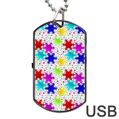 Snowflake Pattern Repeated Dog Tag Usb Flash (one Side) by Amaryn4rt